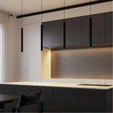 Zylindrische LED Pendelleuchte aus schwarzem Metall modern für Esszimmer