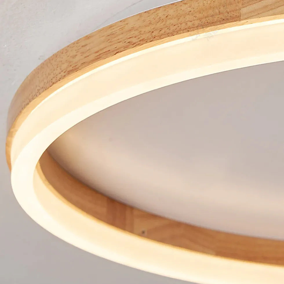 Deckenleuchte Holzoptik modern rundes schlichtes Design - Lampe Markt