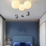 Deckenlampe Kinderzimmer mit drei Pandas in Weiß Ballon Design