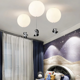 Deckenlampe Kinderzimmer mit drei Pandas in Weiß Ballon Design