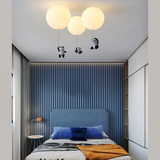 Deckenlampe Kinderzimmer mit drei Pandas in Weiß Ballon Design