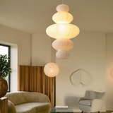 Japanische Reispapier Pendelleuchte im Lampion-Design für Esszimmer Weiß