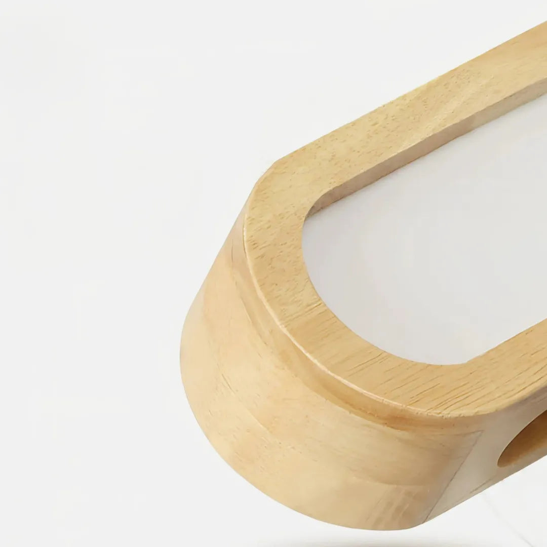 Detailaufnahme der Holzoberfläche und Acrylabdeckung