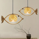 Boho Pendelleuchte aus Seil mit Fischmotiv für Esszimmer