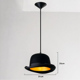 Moderne schwarze LED Pendelleuchte im Hut Design aus Metall für Esszimmer