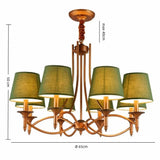 Vintage Kronleuchter mit Stoffschirmen, dimmbar, ideal für das Wohnzimmer