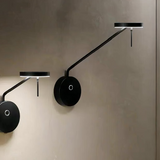 Moderne LED-Wandleuchte mit verstellbarem Kipparm für Schlafzimmer in Schwarz
