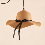Rattan Pendelleuchte in Strohhut Form für Esszimmer