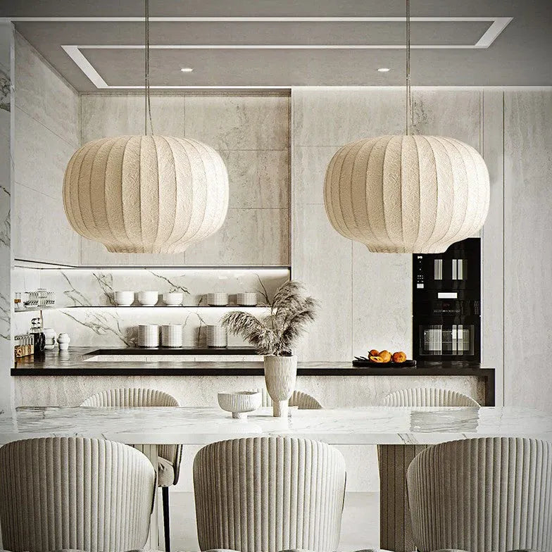 Pendelleuchte aus Stoff Nordisch Weißer Lampion Design - Lampe Markt