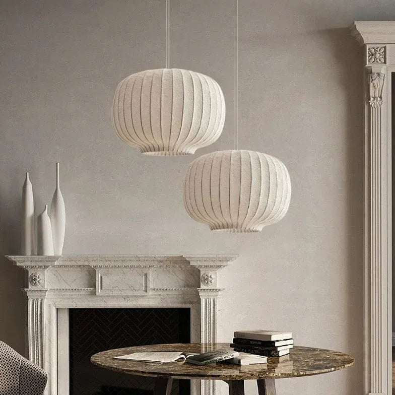Pendelleuchte aus Stoff Nordisch Weißer Lampion Design - Lampe Markt