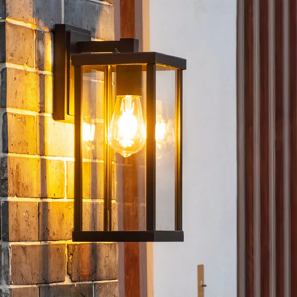 Industrial Außenwandleuchte aus Aluminium und Glas IP65 Schwarz