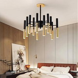 Moderner Metall Design Kronleuchter in Schwarz Gold für Wohnzimmer