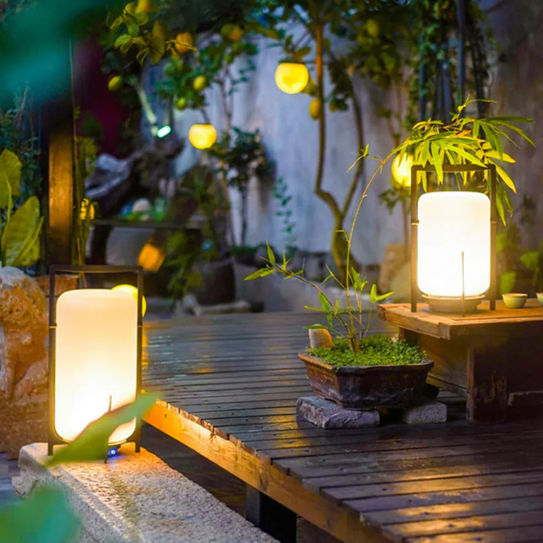 Stehlampe Outdoor Weiss schlichte wiederaufladbare Beleuchtung - Lampe Markt